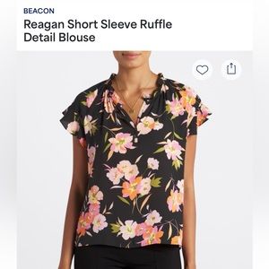 BEACON
Reagan Short Sleeve Ruffle Detail Blouse